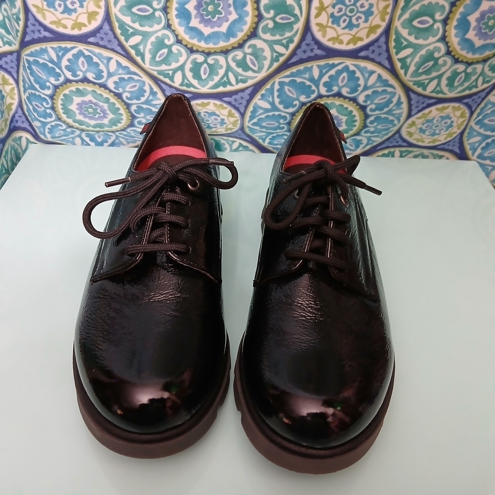 Pepe Menargues Black Patent Leather Oxford Derby Lug Sole Shoes UK 40 US 9-9.5